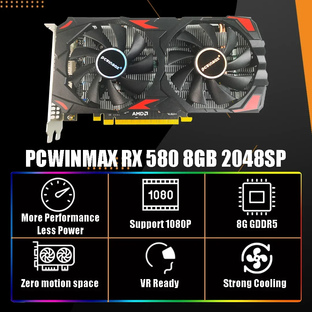 PCWINMAX Radeon RX 580 2048SP  - огляд і ціна Video Gaming & Esports Usd Acc