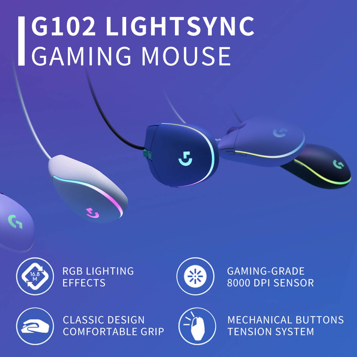 G102 Logitech G203 Gaming Mous - огляд і ціна Logitech Mouse G203